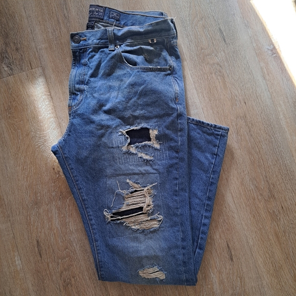 American Rag CIE Blue Denim Jeans Distressed Men's Size 36W 32L 100% Cotton - Picture 4 of 12